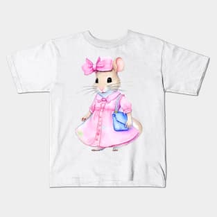 Cute baby mouse in a pink dress Kids T-Shirt